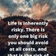 Inspirational life Quotes Doing Nothing, Life Is Inherently Risky
