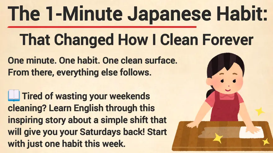 1 Minute Japanese Habit Why I Stopped Cleaning on Weekends Learn English Through Motivation Graded Reader Listening Practice