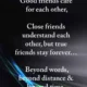 An inspirational quote about true friendship written in white serif font over a dark metallic background with blue and green abstract light streaks. Good friends care for but true friends stay forever. Best Friendship Quotes